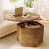 WOWLIVE Lift Top Fluted Coffee Table with Storage, Hexagon Wood Accent Cocktail Table for Living Room - 2 of 4