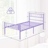 Twin Platform Bed Frame, Purple Metal Bed Frame with Heart-Shaped Iron Headboard, Footboard - 2 of 4
