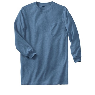 KingSize Men's Big & Tall Shrink-Less Lightweight Longer-Length Long-Sleeve Crewneck Pocket Tee