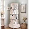 ORRD 5-Tier 360° Rotating Corner Bookshelf with Drawer, Floor Standing Narrow Storage Rack for Small Spaces, White - 3 of 4