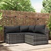 vidaXL 3 Piece Patio Lounge Set with Cushions Gray Poly Rattan - 2 of 4