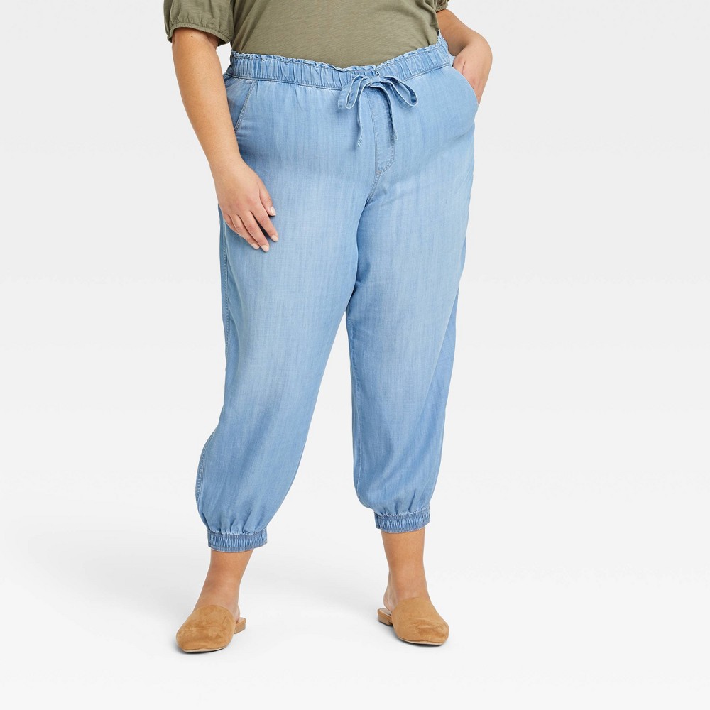 Women's Plus Size Mid-Rise Jogger Pants - Knox Rose Light Blue 2X