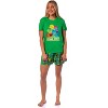 Sesame Street Women's Distressed Print Elmo Cookie Monster Pajama Set Shorts Green - 2 of 4