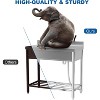21"x20"x37" free-standing stainless steel sink with 360° rotating faucet, hot/cold water supply, and storage rack for kitchens and outdoor use. - 4 of 4