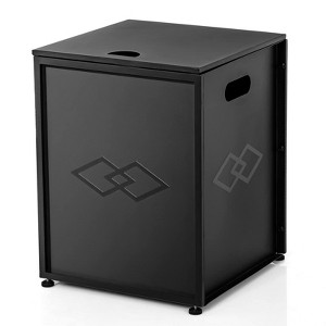 20Lb Propane Tank Cover & Side Table, Weatherproof Storage Box for Outdoor Gas Fire Pits, Portable Brown Enclosure with Handles, Hideaway Design - 1 of 4