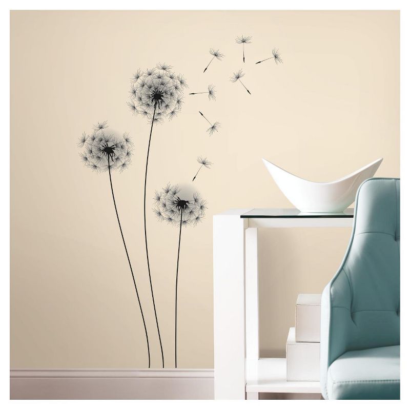 WHIMSICAL DANDELION Peel and Stick Wall Decal Black - ROOMMATES, 1 of 9