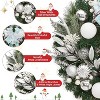 GAOMON 24 Inch Pre-Lit Christmas Wreath, Battery Operated Xmas Wreath, Christmas Hanging Decorations with Pine Cones, Silver White - 3 of 4