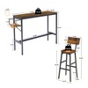 SKRAN Set of 3 Bar Height Table Set, 47.24'' L PU Soft seat, Industrial style backrest Pub Table and 2 Bar Stools for Home Bar,Rustic Brown and Black - 3 of 4
