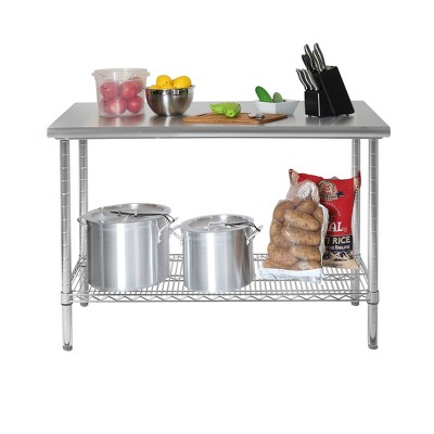 Commercial Stainless Steel Work Table with Chrome Frame