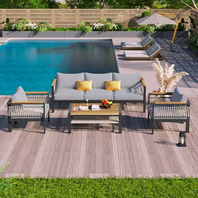 YOOCOZZ 4-Piece Outdoor Sectional Sofa Set with Coffee Table