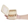 Unique Bargains Travel Small Portable PU Leather Jewelry Organizer Case Storage with Mirror - 3 of 4