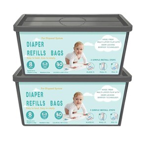 Itopfox Diaper Pail Refill Bags, 30 Count, Compatible with Easy Roll Signature & Platinum Pails, 7-Layer Odor Barrier - 1 of 4