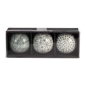 Sagebrook Home Set of 3 Ceramic Orbs - 4" Set of Green and White Decorative Round Table Orbs for Home or Office Decor - 1 of 4