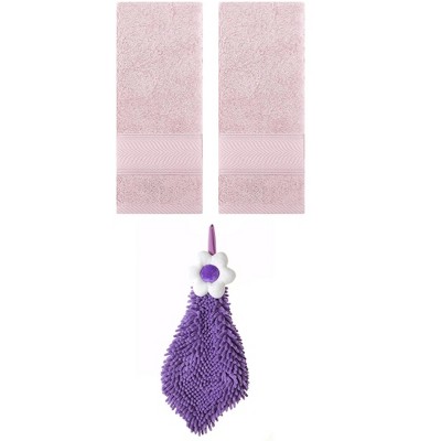 REGALWOVEN 3 Pcs Soft Absorbent Hand Towel Bathroom Decorative Set