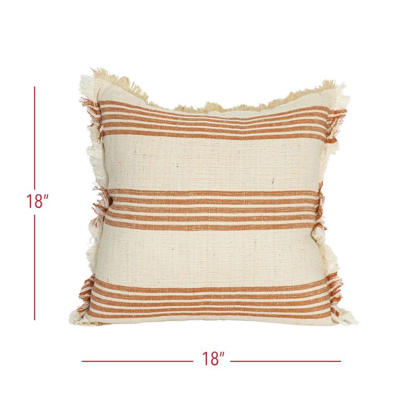 Hand Woven Terracotta Striped Throw Pillow Jute & Cotton With Polyester Fill by Foreside Home & Garden, 6 of 7
