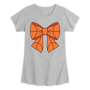 Girls' - Instant Message - Basketball Bow Fitted Short Sleeve Graphic T-Shirt - 1 of 4