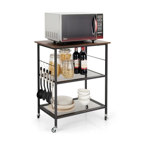 Costway 3-tier Kitchen Serving Cart Utility Standing Microwave