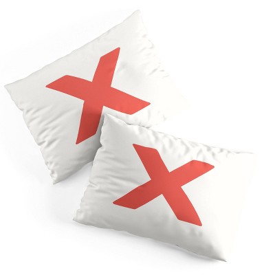 Deny Designs Standard April Lane Art Block Red Monogram X Microfiber Printed Pillow Sham