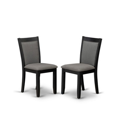 Wire Brushed Black Round Pedestal Dining Table Set with Dark Gotham Grey Linen Chairs
