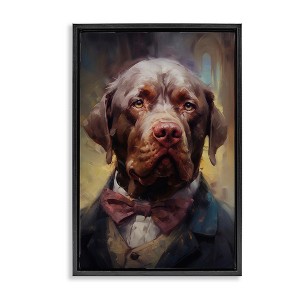 Stupell Industries Dog in Timeless Suit Fashion Floating Frame Canvas Art - 1 of 4