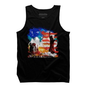 Men's Design By Humans July 4th American Sunrise State of Liberty By kharmazero Tank Top - 1 of 2