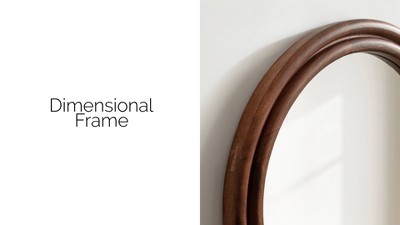 Walnut Brown Ribbed Round Mango Wood Vanity Mirror