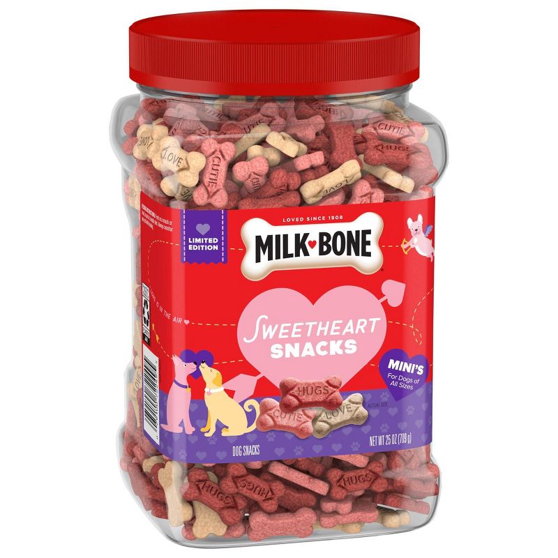 Milk-Bone Valentine Sweetheart Snacks Dog Treats Biscuits Canister with Chicken, Bacon &#38; Beef Flavor - 25oz, 1 of 9