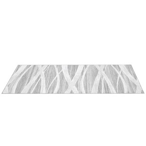 Faux Wool Modern Stripe Pattern Printed Area Rug with Ultra Thin Low Pile Machine Washable Stain Resistant Pet Friendly Non Shedding Non Slip Carpet - 1 of 4