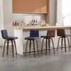 Bekrvio 26"/29" Swivel Bar Stools Set of 1/2/3/4, Faux Leather Upholstered Counter Chairs with Wood Legs, Mid-Century Seating for Kitchen Island - 2 of 4