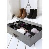 Bigso Jakob Canvas Fiberboard 12 Compartment Storage Box | Sock Organizer for Drawer with Lid | Tie Storage Box for Shelves and Dresser Drawers | Grey - 2 of 4