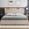 Bed Frame with Storage Drawer, Upholstered Platform Bed with Storage Headboard and Charging Station, No Box Spring Needed, Easy Assembly - 3 of 4