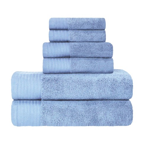 Premium Cotton Solid, Herringbone Medium Weight 6-piece, Bathroom Towel ...