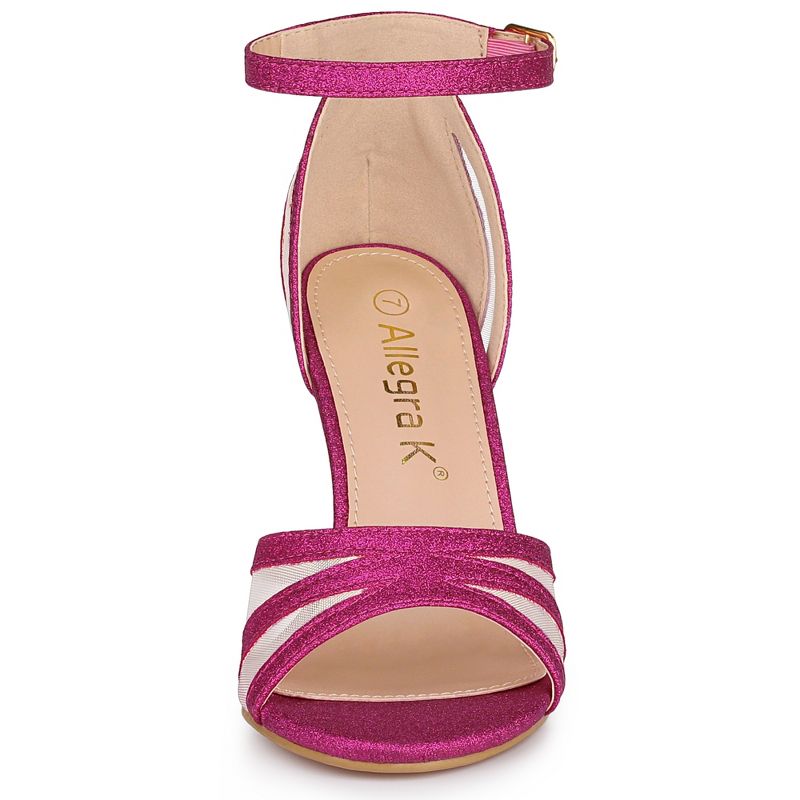 Allegra K Women's Glitter Ankle Strap Stiletto Heels, 3 of 8