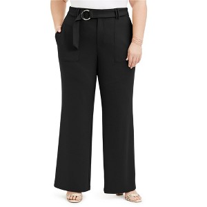 I.N.C International Concepts Womens Utility Pocket Belted Casual Wide Leg Pants, Black, 20W - 1 of 1