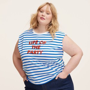 Women's Life of the Party Stripe Sleeveless Graphic T-Shirt -  kate spade new york x Target Blue/White - 1 of 4