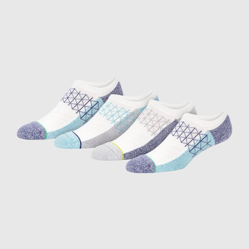 Hanes Men's 3pk +1 Absolute Active Cushioned Super No Show Socks - Heathered White 6-12: Breathable, Arch Support