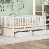 Bellemave Twin Size Wood Daybed with Fence Guardrails and 2 Drawers, Split into Independent Floor Bed & Daybed, White - 3 of 4