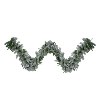 Northlight 9' x 14" Flocked Rose Mary Emerald Angel Pine Artificial Christmas Garland - Unlit