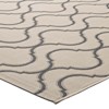 Modway Linza Wave Abstract Trellis 8x10 Indoor and Outdoor Area Rug - Beige/Gray,  100% Soft Polypropylene ,  Tight Low Pile Weave - 3 of 4