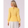 Allegra K Women's Peter Pan Collar Fashion Puff Long Sleeve Houndstooth Plaid Blouse - 4 of 4