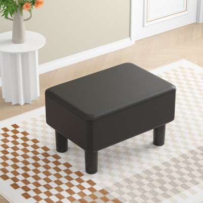 VECELO Small Tufted Foot Stool, Upholstered Footrest Ottoman with Legs, Rectangle Sofa Foot Rest for Living Room, Black/Gray/Beige