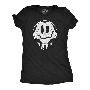 Womens Dripping Soccer Ball Smile Funny T Shirts Sports Graphic Tee For Ladies - Crazy Dog Women's T Shirt - 1 of 4