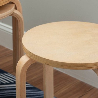 Set of 4 Natural Finish Bentwood Stackable Stools