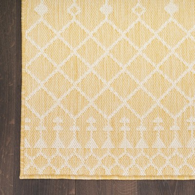 Yellow Moroccan Trellis Synthetic Flatweave Rug 4' x 6'