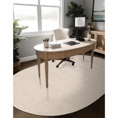 Ivory Oval Hand-Knotted Wool Indoor Rug 6' x 9'