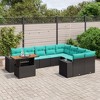 vidaXL 10 Piece Patio Sofa Set with Cushions Black Poly Rattan - 2 of 4