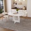 Okak 47IN Farmhouse Round Dining Table with Wood Grain Finish, Kitchen Table with Cross Legs, Round Table for Living Room, Dining Room - 3 of 4