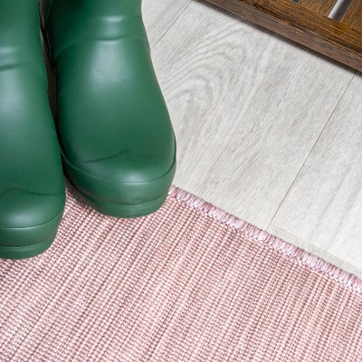 Ethan Pink Round Flatweave Synthetic Area Rug