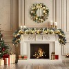 Christmas Garland for Fireplace, 6ft Xmas Garland with Pinecones, Ball Ornaments, Gold Leaves and Bow for Mantle Fireplace Stairs - 3 of 4