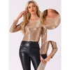 Allegra K Women's Sequin Glitter Round Neck Long Sleeve Evening Party Sparkly Blouse - 2 of 4